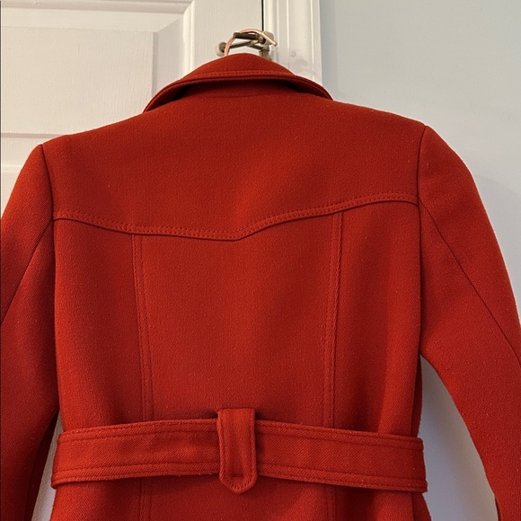 Zara Woman Elegant Burnt Orange Retro Long Sleeve Coat With Tie - Picture 6 of 17